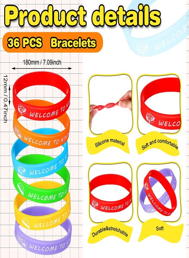 WinnerWhy 36 Pcs Welcome to Kindergarten Party Rubber Bracelets Back to School Silicone Wristbands First Day of School Party Supplies Prize Goodie Bag Favors Gifts for Kids Students - Image 3